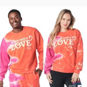 BRAND NEW ZUMBA ALL YOU NEED IS LOVE TIE DYE SWEATSHIRT SZ XS